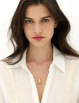 26SS★ Champagne Full Moon Big Bowl Long Necklace