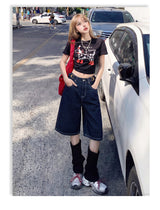 Heritage Retro Adjustable Waist Denim Bermudas
