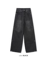 Side rivet wide denim pants(3color)