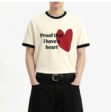 Essential Standard Short Sleeve Ringer T-shirt Red Heart Cream