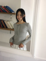 Rocha レースリボンリブド長袖Tシャツ