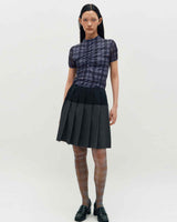 Plaid Smocking T-Shirt _ PURPLE