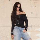 Drape Shoulder Top [Black]