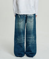 BACK HAND PRINTING WIDE DENIM PANTS