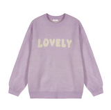 Mona Lovely Lettering Embroidery Loose Fit Round Knit