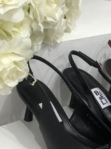 Ribbon Corset Slingback Heels