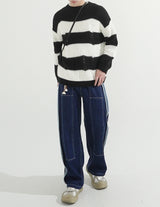 Damage Stripe Over-fit Knit