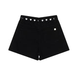 ハートエンブロイダードブラックデニムショーツ code 18206
