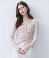SHEER LACE BUTTON T-SHIRT_TT6S204LS