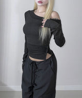 Button One Off-Shoulder Top (3colors)