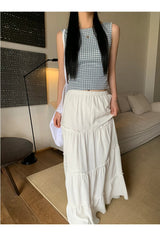Blue Check Backless Ribbon Sleeveless Tee