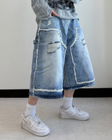 NOX Carpenter Raw-Cut Bermuda Denim