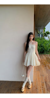 Halter neck tube top flare one piece