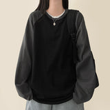 Billy color matching nagrang loose fit long sleeve tee