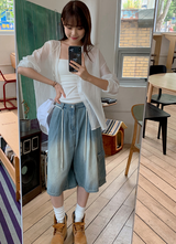 Cargo Bermuda Denim Pants + Strap Set