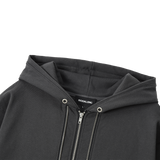 Layered 2-way Zip Hood Zip-up - CHARCOAL