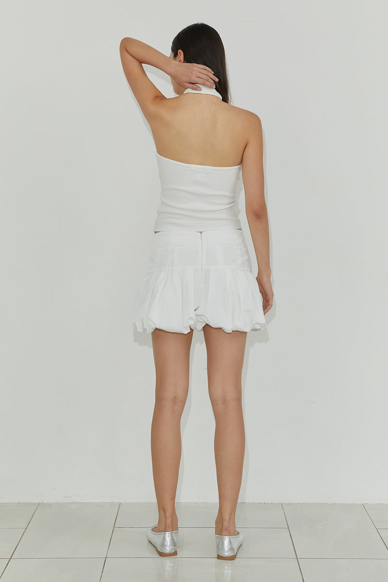 BUBBLE HEM SHORTS / IVORY