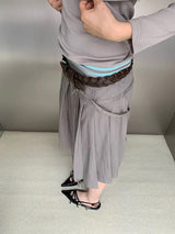 Wide leather chain belt(2c)