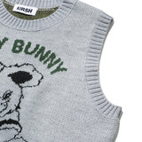 WITTY BUNNY FOOTBALL KNIT VEST - MELANGE GRAY