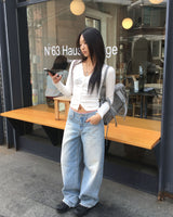 Pink lace denim pants