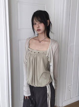 BT Nylon Track Pintuck Wide Pants