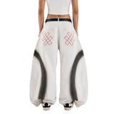 A1 Low Waist Wide Barrel Ladies Jeans - Grain Dual White Spray