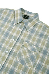 PRS khaki blue overfit check shirts