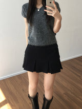 V-neck short-sleeved knitwear (3 colors)