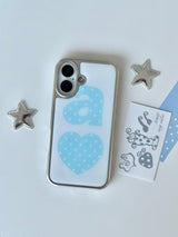 BLUE DOTTY LOVE WHITE Silver Epoxy Case