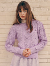 POMPOM CABLE KNIT LAVENDER
