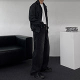 GJ5096 Biker incision wide denim (2 colors)