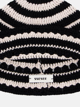 Stripe Cotton beanie-Black