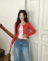 [MADE] Pop Color Ribbed Long Sleeve Cardigan