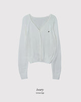 Motif Raglan V-neck Knit Cardigan (6color)