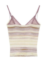 Purple Lace Stripe Sleeveless T-shirt 2