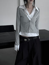 basic shirt レイヤードカーディガン (2color)