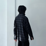Dark-Tone Minimal Plaid Shirt