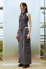 Cargo Long Skirt (CHACOAL)
