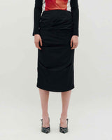 Draped Long Skirt _ BLACK