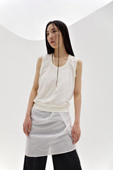 Linen oval neck knit, Cream