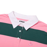 ストライプラグビールーズフィットTシャツ【ピンク】