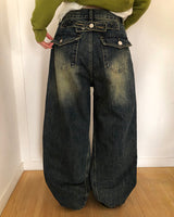 Seyu Back-Point Washed Denim Pants
