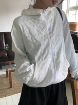 コッパーフラワーエンボスストリングフードジャケット