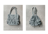 Black frill-check shoulder bag 