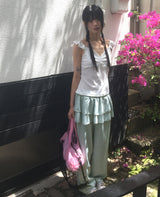 Sillo Check Tiered Layered Skirt Pants