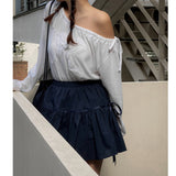 RIBBON SHIRRING SKIRT PANTS