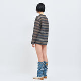 SEE-THROUGH CRAFT KNIT PULLOVER BLUE