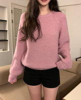 [Wool 20%] ドビーラインアルパカラウンドニット