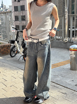 [Unisex] ダメージウォッシングノースリーブ(4color)