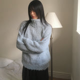 Zickle Loose Fit Half Zip-Up Boukle Knitwear